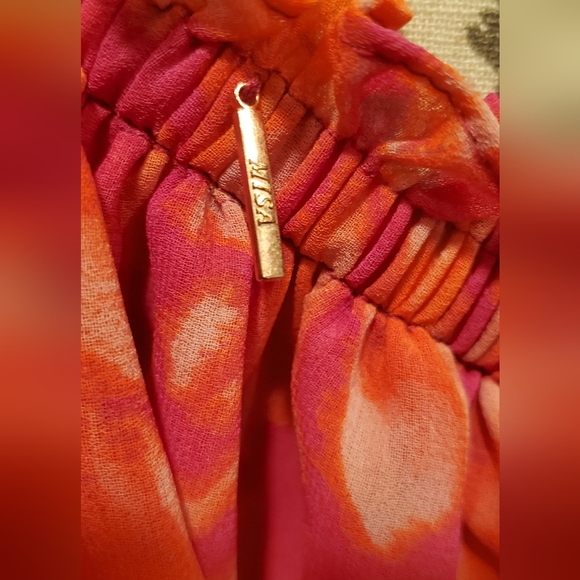 LA MISA Orange and Pink Ruffled One-Shoulder Dress, Size M - Picture 8 of 14